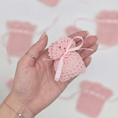 Mini Crochet Favor Bags Set of 6 | Party Favors & Party Gift Bags for Baby Shower, Weddings & Bridal Events - Baby Pink, White, or Baby Blue