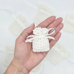 Mini Crochet Favor Bags Set of 6 | Party Favors & Party Gift Bags for Baby Shower, Weddings & Bridal Events - Baby Pink, White, or Baby Blue