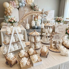 Mini Crochet Favor Bags Set of 6 | Party Favors & Party Gift Bags for Baby Shower, Weddings & Bridal Events - Baby Pink, White, or Baby Blue
