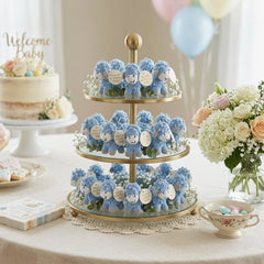 Tiny Blue Crochet Lamb Party Favor - Hanging Sheep Party Gift - Blue Baby Lamb with Drawstring - Set of 6 Crochet Favors