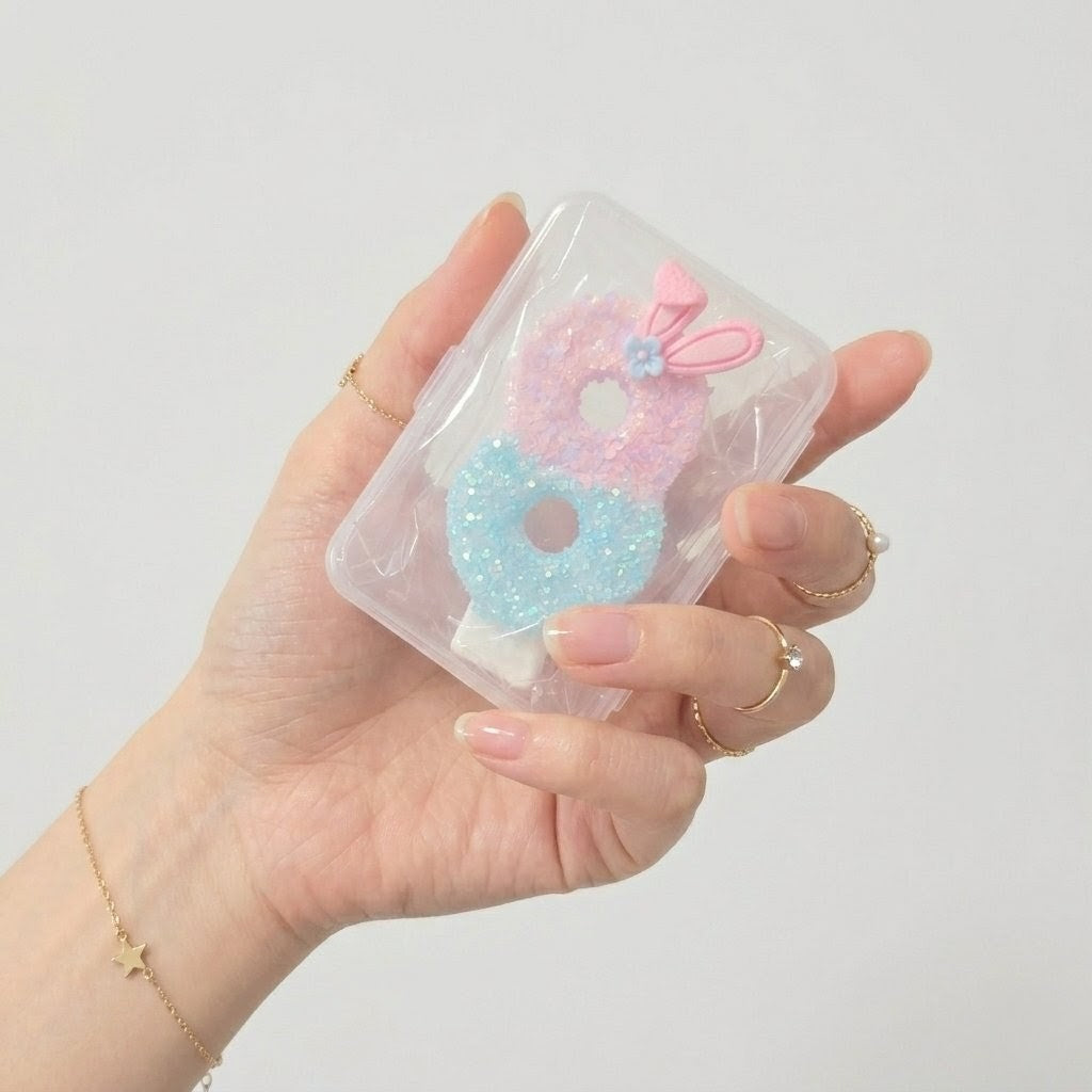 Pink & Blue Ombre Glitter Bunny Ear Number Birthday Candle! Comes in a clear case. Cute kawaii party decor
