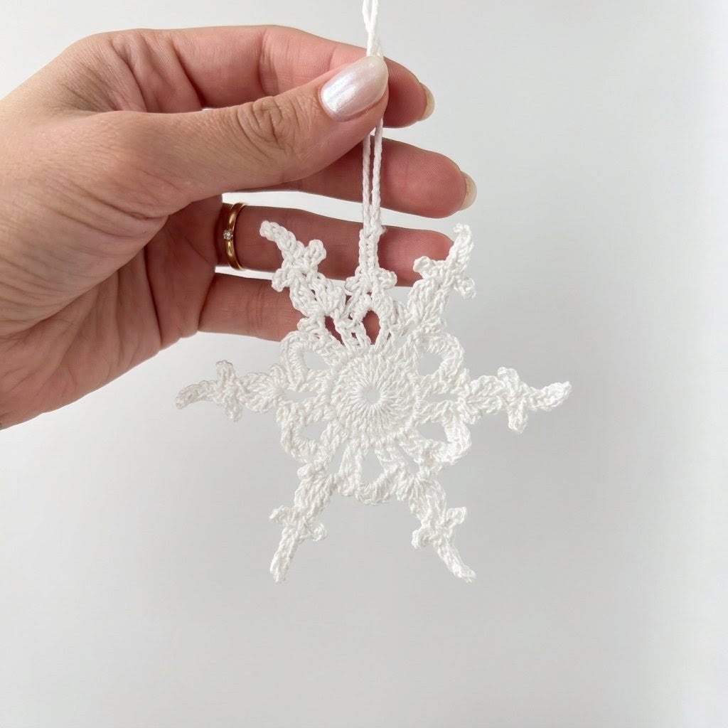 Set of 12 Crochet Snowflake Ornaments, White Star Christmas Tree Decor, Handmade Cotton Snowflakes, Winter Wonderland Garland