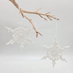 Set of 12 Crochet Snowflake Ornaments, White Star Christmas Tree Decor, Handmade Cotton Snowflakes, Winter Wonderland Garland