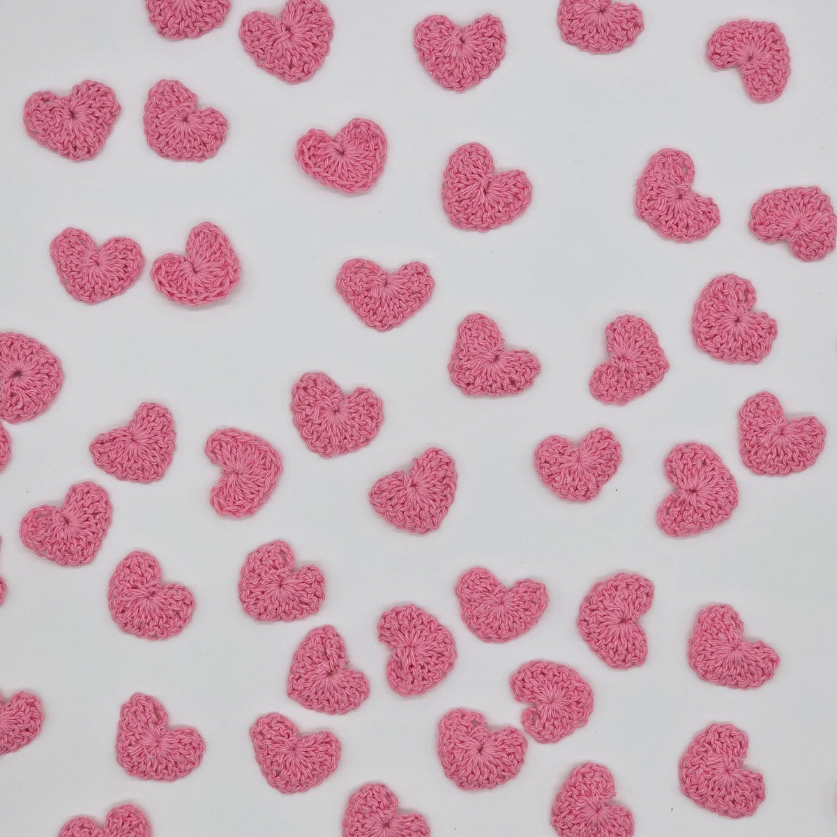 Tiny Pink Crochet Hearts 1" Appliques, Set of 12 Tiny Yarn Hearts for Scrapbooking, Sewing, Crafts & Valentine's Day