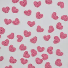 Tiny Pink Crochet Hearts 1" Appliques, Set of 12 Tiny Yarn Hearts for Scrapbooking, Sewing, Crafts & Valentine's Day