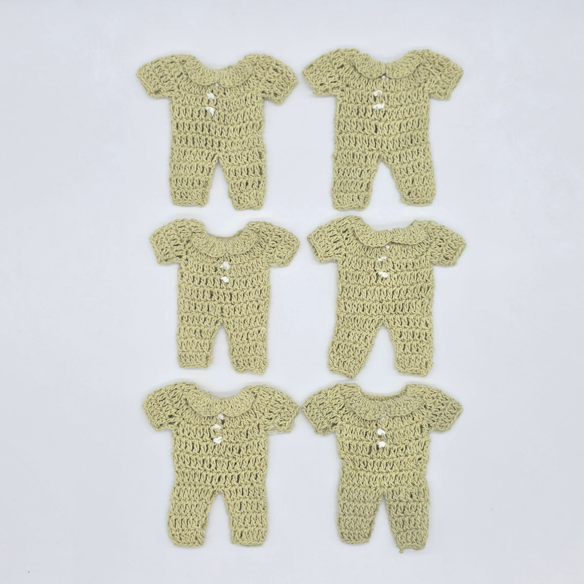 Sage Green Crochet Mini Onesie Party Favor - Set of 6 Boho Baby Shower Party Gift & Decor with Hanger & Rack Options