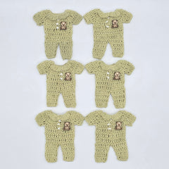 Mini Crochet Sage Green Onesie Baby Shower Favors - Set of 6 Teddy Bear Charm Crochet Party Gifts with Hanger and Rack Options - Party Favor