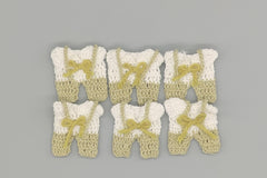 Set of 6 Mini Crochet Baby Overall Favors with bowtie - Sage Green - Baby Shower, Gender Reveal, Baby Welcome - Hanger and rack options!