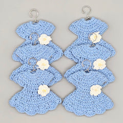 6pc Baby Blue Tiny Crochet Dress Party Favors - Mini Flower Party Gift for Baby Shower, Baptism, Birthday | Handmade Cute Keepsakes