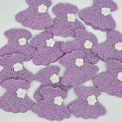 Set of 6 Mini Crochet Dress Party Favor & Party Gift - Lilac Tiny Dress for Baby Shower, Bridal Shower, or Dollhouse Decor