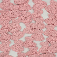 Mini Pink Crochet Dress Party Gifts (Set of 6) Tiny Handmade Baby Shower Party Favors with Hangers or Rack Options