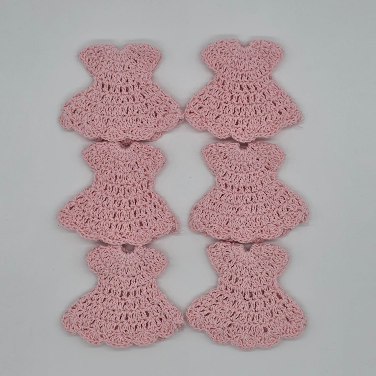 Mini Pink Crochet Dress Party Gifts (Set of 6) Tiny Handmade Baby Shower Party Favors with Hangers or Rack Options