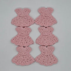 Mini Pink Crochet Dress Party Gifts (Set of 6) Tiny Handmade Baby Shower Party Favors with Hangers or Rack Options