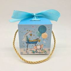 Baby Shower Favor Boxes - 12 pack - Elephant & Floral Designs with Gold Handles - Pink or Blue Gender Reveal Candy Gift Boxes