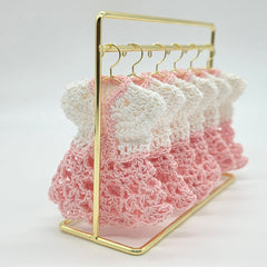 Handmade Mini Crochet Dress Favors | Pink & White Cardigan Style Party Gifts | Baby Shower or Quinceanera Decor & Gift