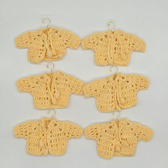 Mini Crochet Cardigan Favors - Yellow Baby Shower Party Gifts | Tiny Jacket with Ties | Gender Neutral Party Keepsakes (Set of 6)