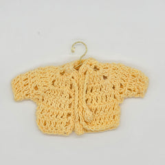 Mini Crochet Cardigan Favors - Yellow Baby Shower Party Gifts | Tiny Jacket with Ties | Gender Neutral Party Keepsakes (Set of 6)