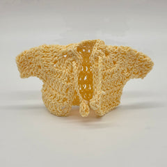 Mini Crochet Cardigan Favors - Yellow Baby Shower Party Gifts | Tiny Jacket with Ties | Gender Neutral Party Keepsakes (Set of 6)