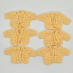 Mini Crochet Cardigan Favors - Yellow Baby Shower Party Gifts | Tiny Jacket with Ties | Gender Neutral Party Keepsakes (Set of 6)