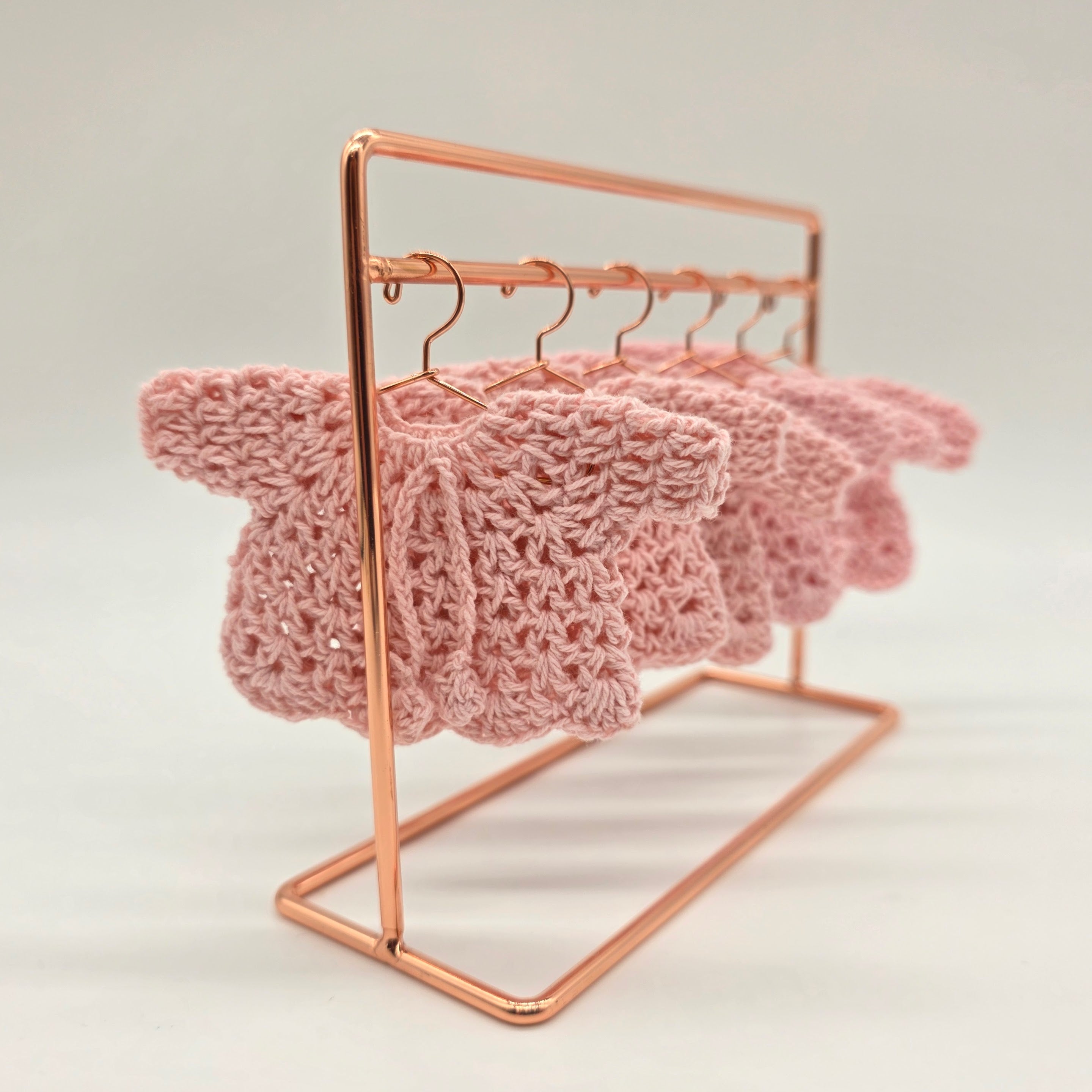 Mini Crochet Pink Party Gifts - Set of 6 Party Favors for Baby Shower Mini Sweater with Drawstrings