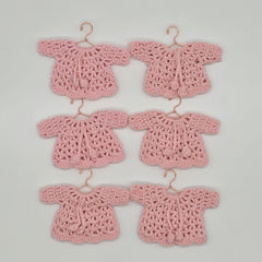 Mini Crochet Pink Party Gifts - Set of 6 Party Favors for Baby Shower Mini Sweater with Drawstrings