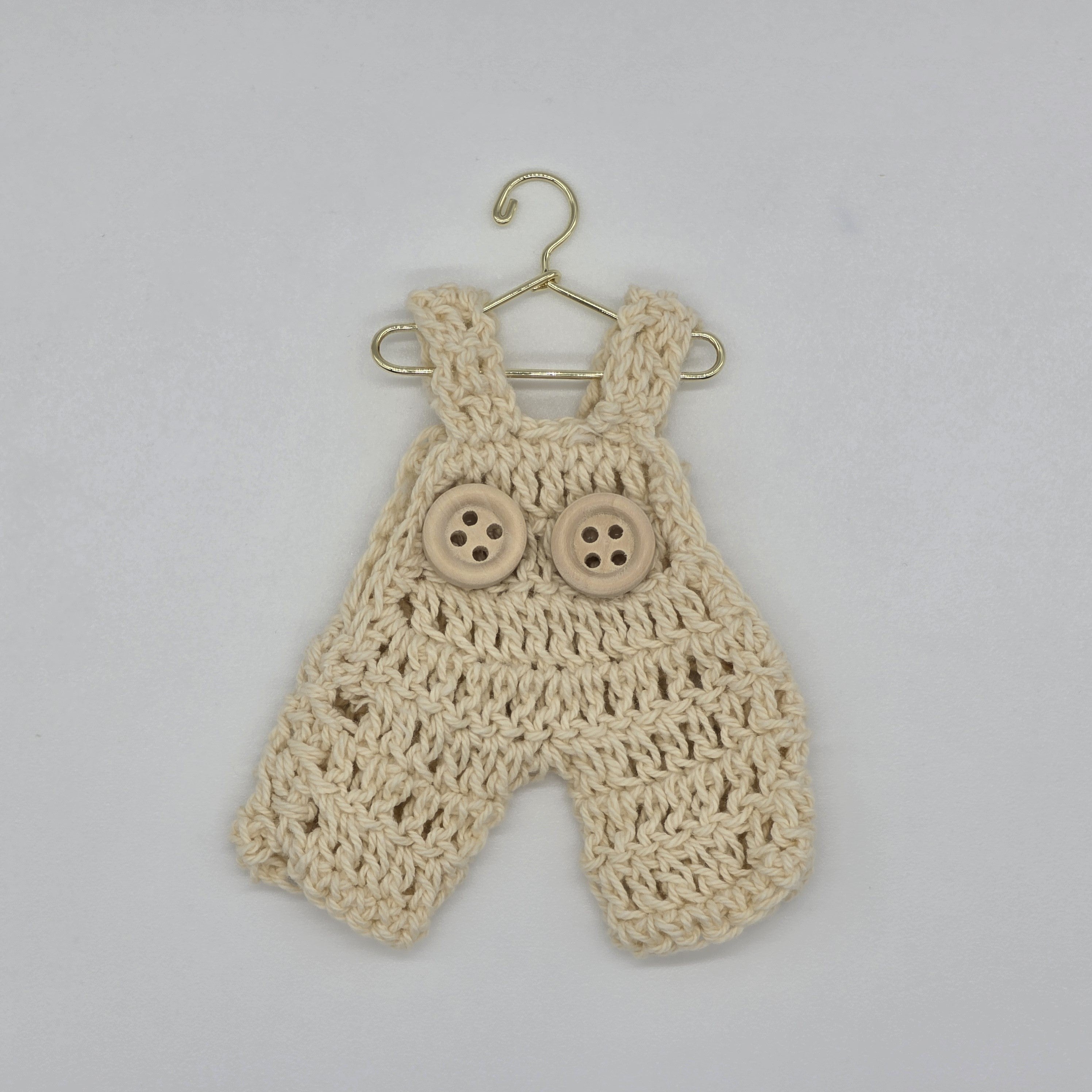 Party Favor 6pk: Mini Cream Crochet Overalls 3" Party Gifts - Boho Baby Shower Keepsake & Decor