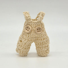 Party Favor 6pk: Mini Cream Crochet Overalls 3" Party Gifts - Boho Baby Shower Keepsake & Decor