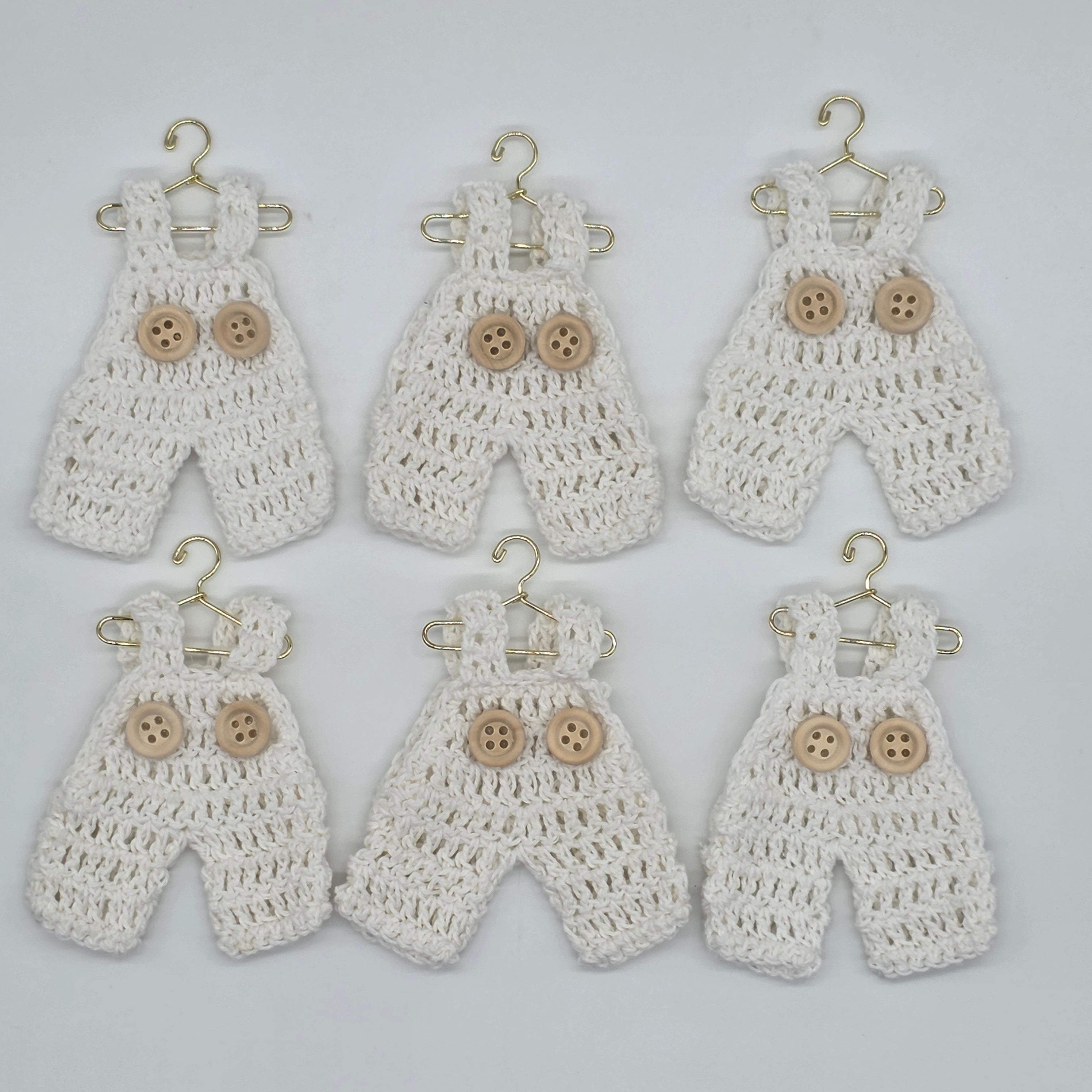 Mini Crochet Party Favors - Tiny Baby Overalls Party Gifts - Set of 6 | Baptism & Baby Shower Favors | Boho Nursery Handmade Keepsake