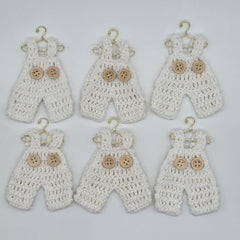 Mini Crochet Party Favors - Tiny Baby Overalls Party Gifts - Set of 6 | Baptism & Baby Shower Favors | Boho Nursery Handmade Keepsake