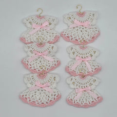 Mini Crochet Dress Party Gifts - Handmade Baby Shower Decoration & Guest Party Favors| Customizable Set with Hangers & Display Rack