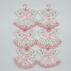 Mini Crochet Dress Party Gifts - Handmade Baby Shower Decoration & Guest Party Favors| Customizable Set with Hangers & Display Rack