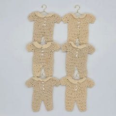 Tiny Crochet Party Gifts - Cream Baby Shower Onesie Favors - Boho Gender Neutral Handmade Favors with Hangers & Rack Options