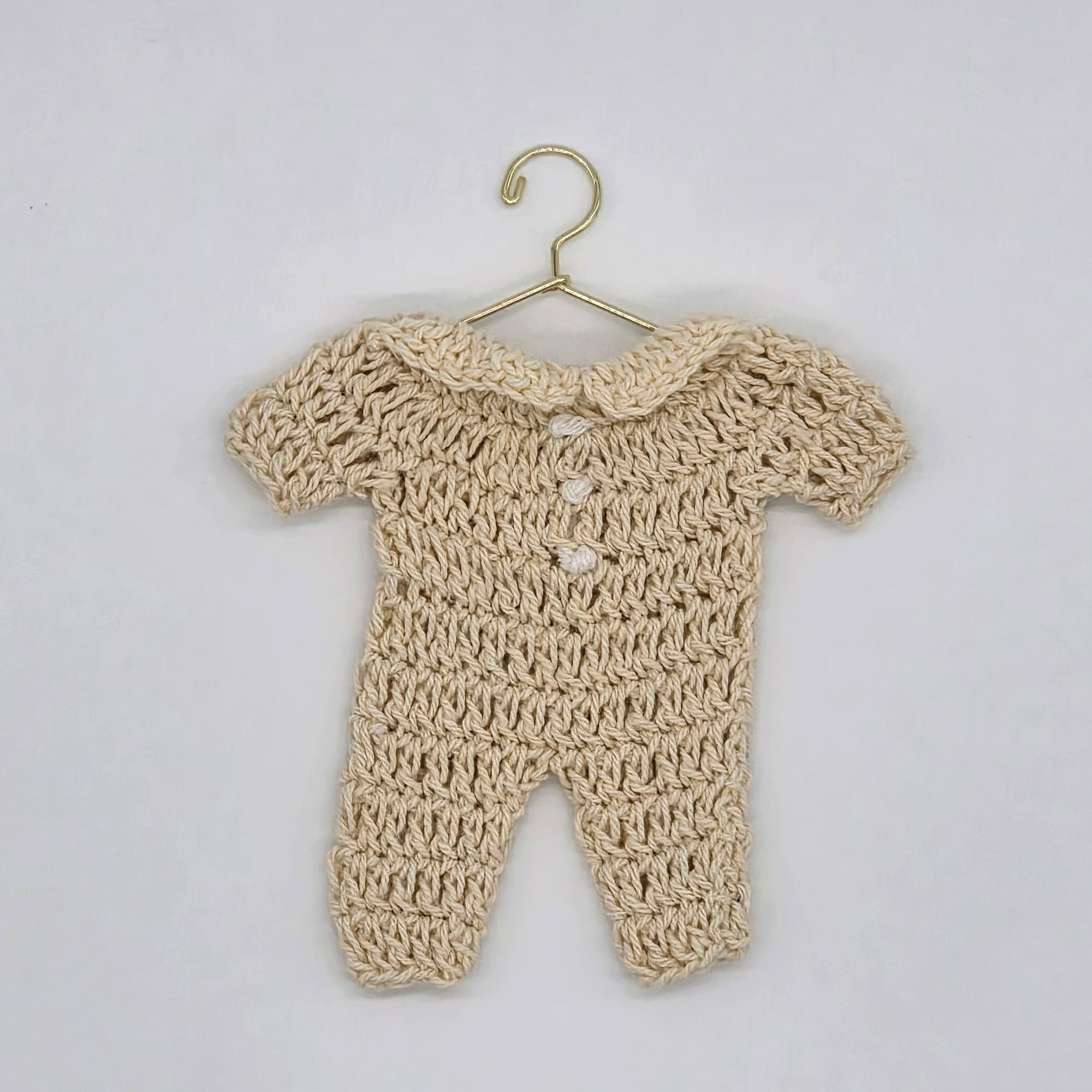 Tiny Crochet Party Gifts - Cream Baby Shower Onesie Favors - Boho Gender Neutral Handmade Favors with Hangers & Rack Options