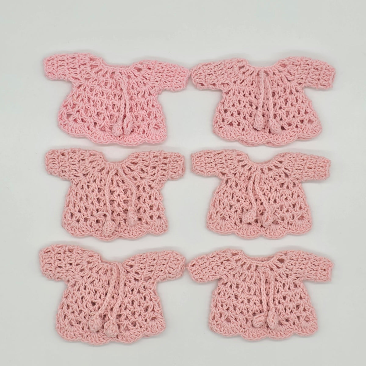 Mini Crochet Pink Party Gifts - Set of 6 Party Favors for Baby Shower Mini Sweater with Drawstrings