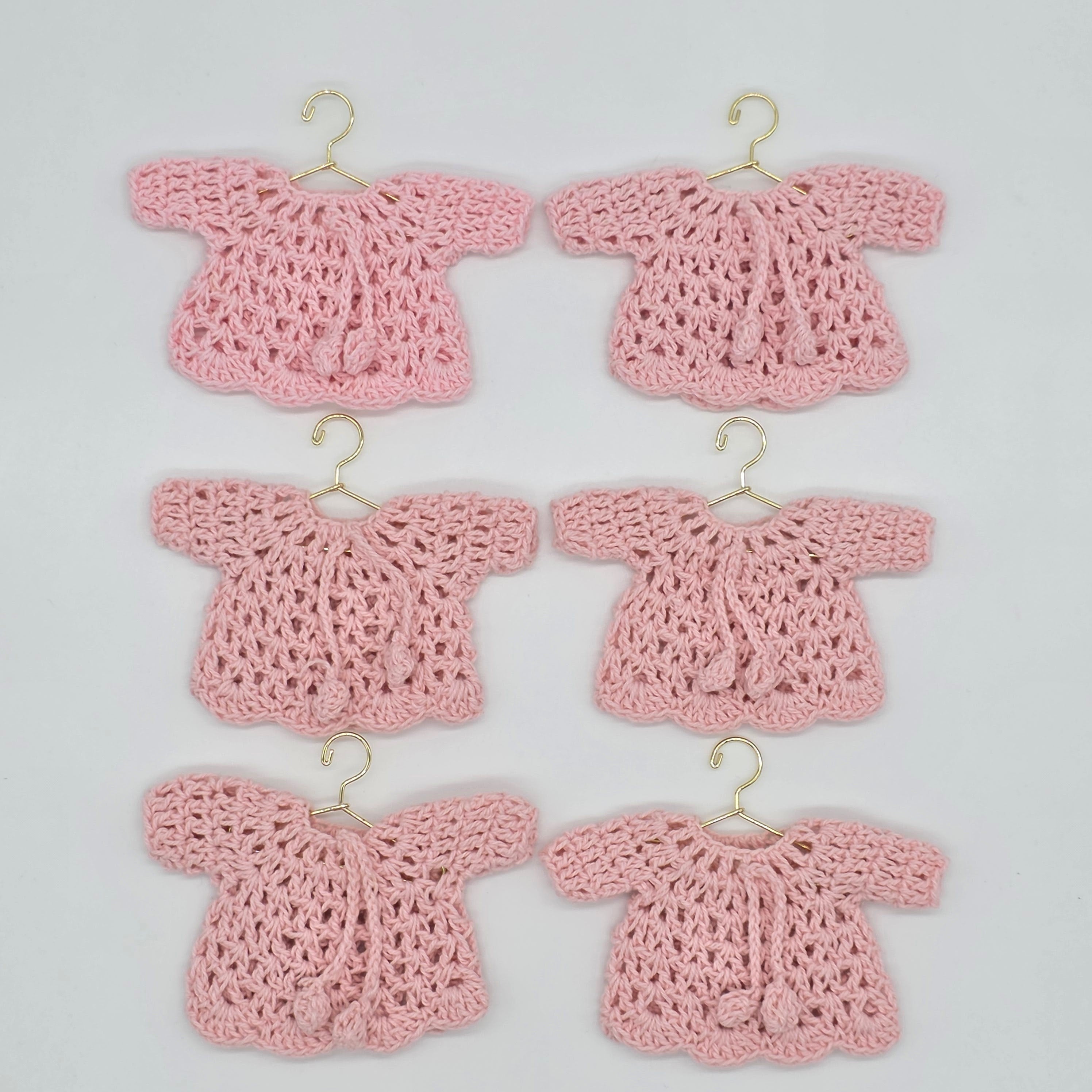 Mini Crochet Pink Party Gifts - Set of 6 Party Favors for Baby Shower Mini Sweater with Drawstrings