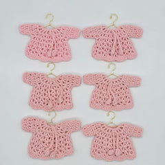 Mini Crochet Pink Party Gifts - Set of 6 Party Favors for Baby Shower Mini Sweater with Drawstrings