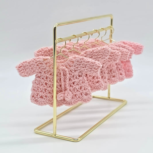 Mini Crochet Pink Party Gifts - Set of 6 Party Favors for Baby Shower Mini Sweater with Drawstrings