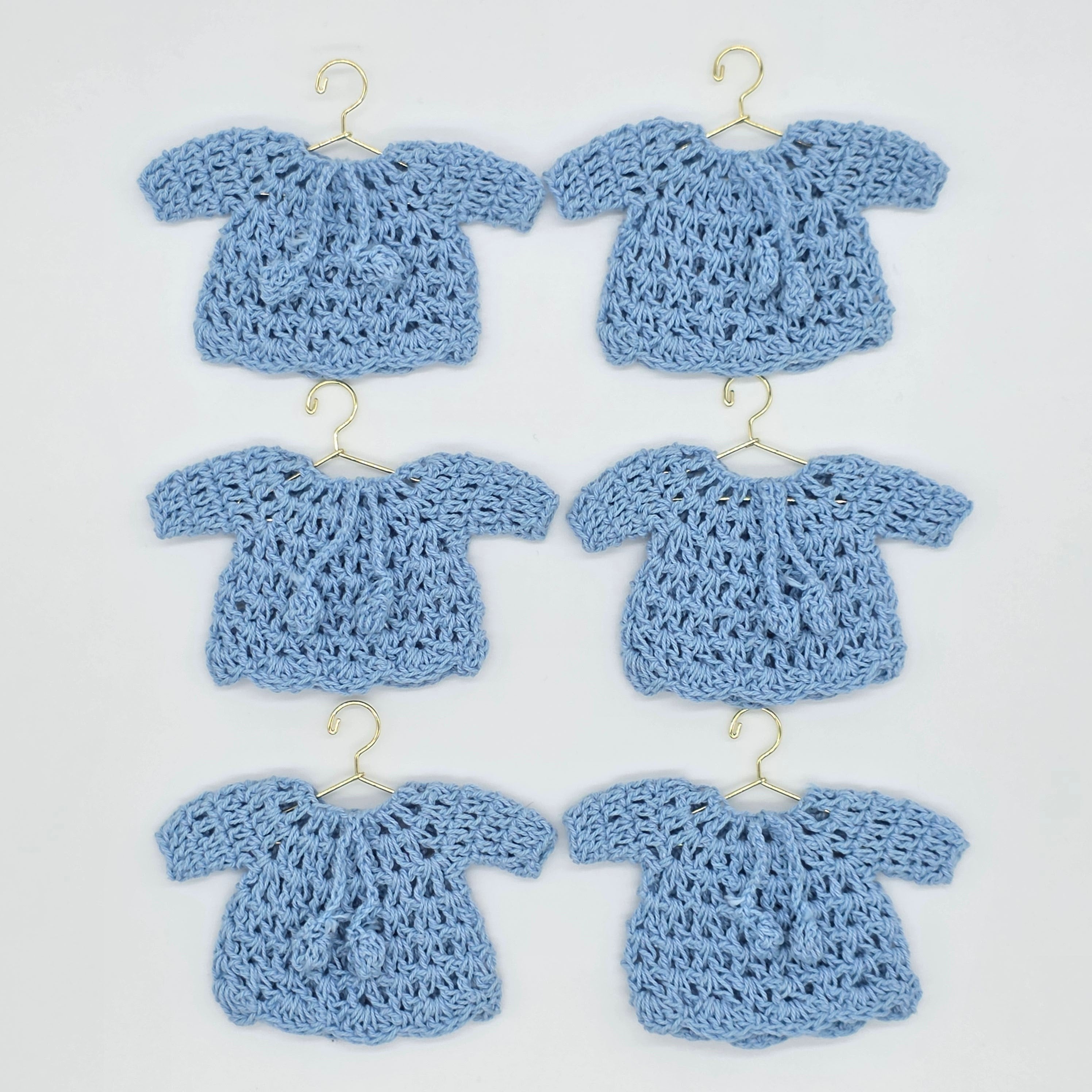 Mini Crochet Sweater Party Gift & Party Favor Set - Tiny Blue Favor Outfits | Handmade Party Gift Favor for Baby Showers & Events