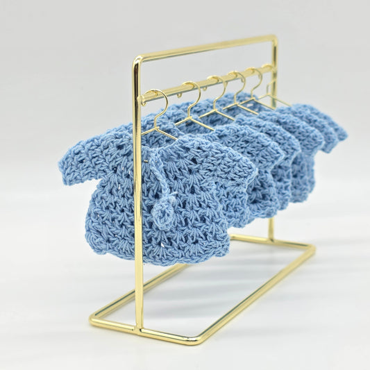 Mini Crochet Sweater Party Gift & Party Favor Set - Tiny Blue Favor Outfits | Handmade Party Gift Favor for Baby Showers & Events