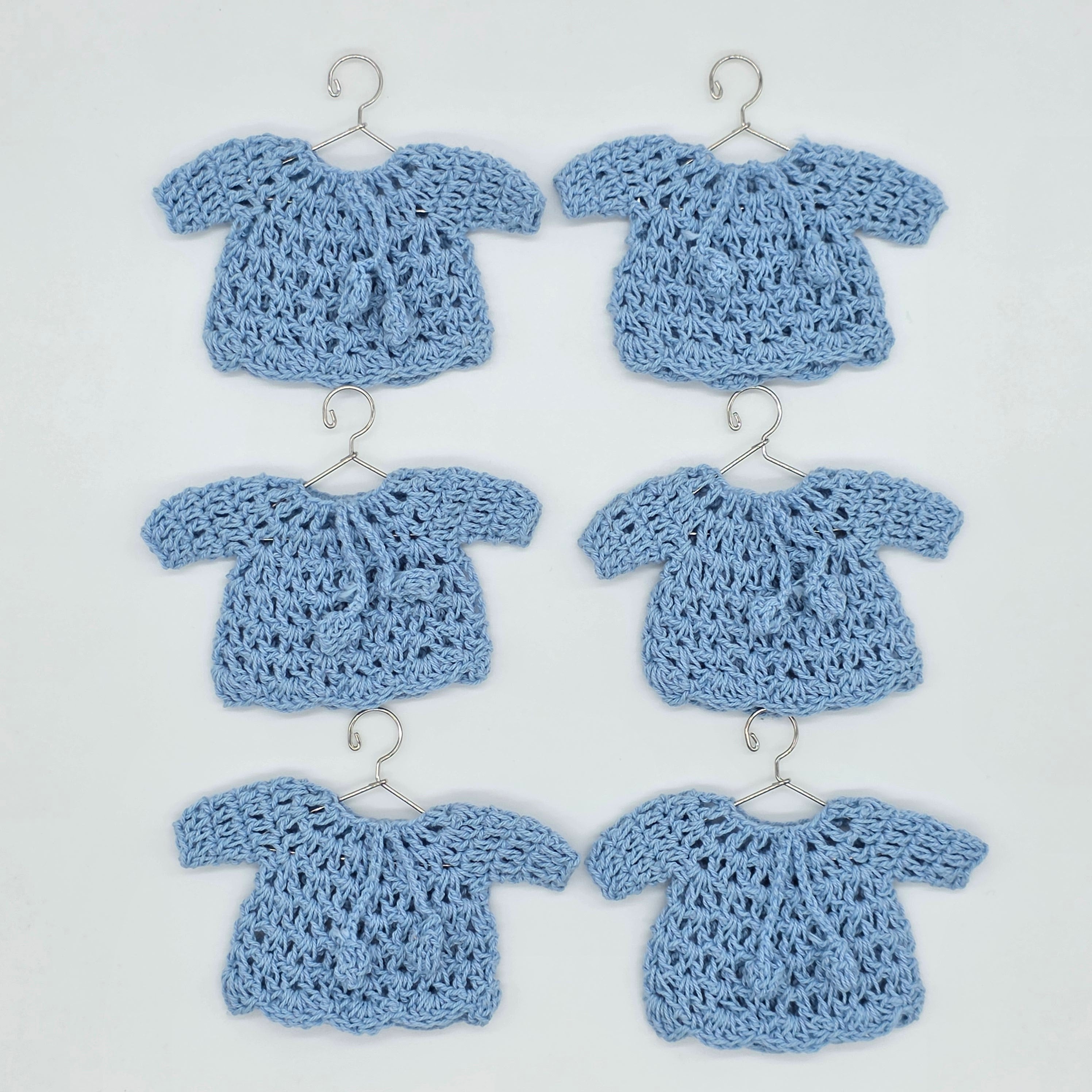 Mini Crochet Sweater Party Gift & Party Favor Set - Tiny Blue Favor Outfits | Handmade Party Gift Favor for Baby Showers & Events