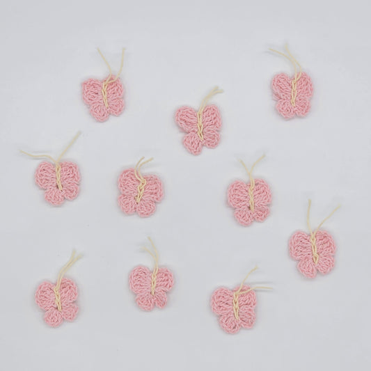 Handmade Tiny Pink Crochet Butterflies - Set of 10 - Spring & Easter Party Decor, Party Gift & Party Favor - Mini Crochet Butterflies