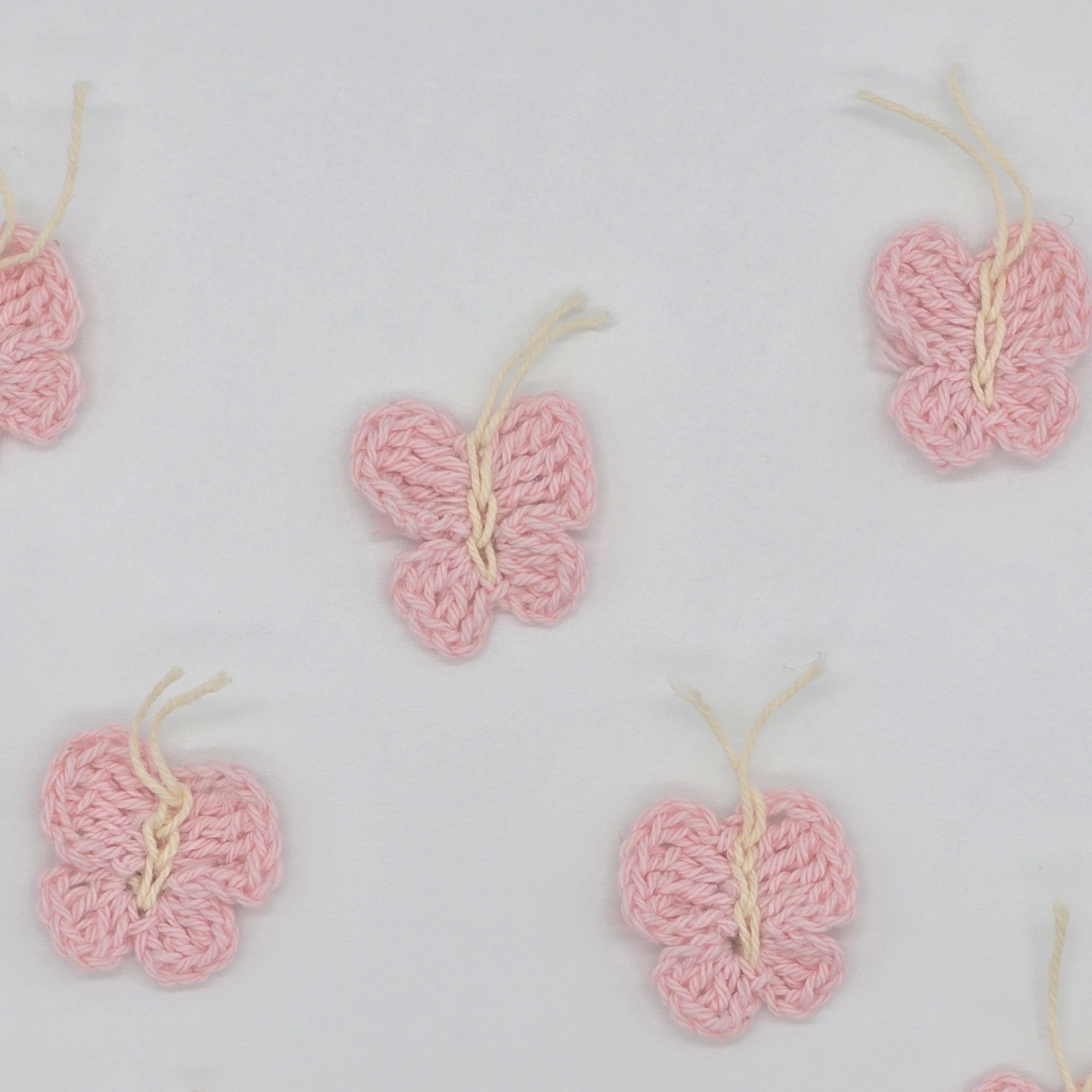 Handmade Tiny Pink Crochet Butterflies - Set of 10 - Spring & Easter Party Decor, Party Gift & Party Favor - Mini Crochet Butterflies