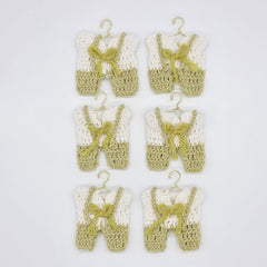 Mini Sage Green Crochet Party Gifts - Mini Overall & Romper Party Favors - Handmade Boho Baby Shower Decor | Set of 6