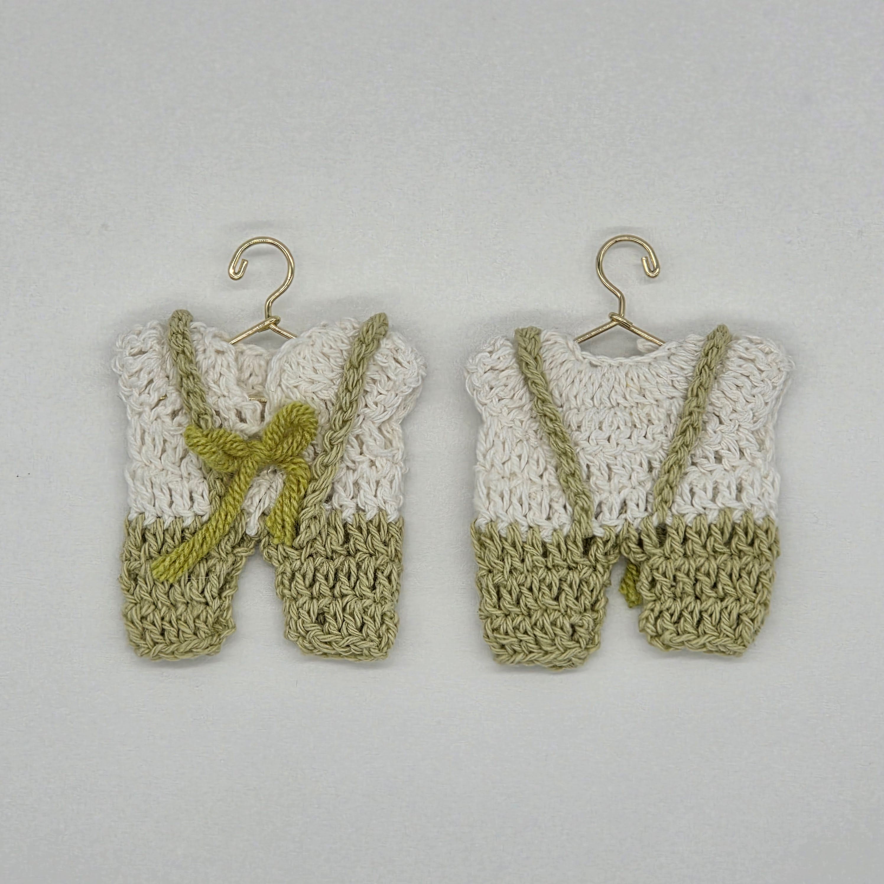 Mini Sage Green Crochet Party Gifts - Mini Overall & Romper Party Favors - Handmade Boho Baby Shower Decor | Set of 6