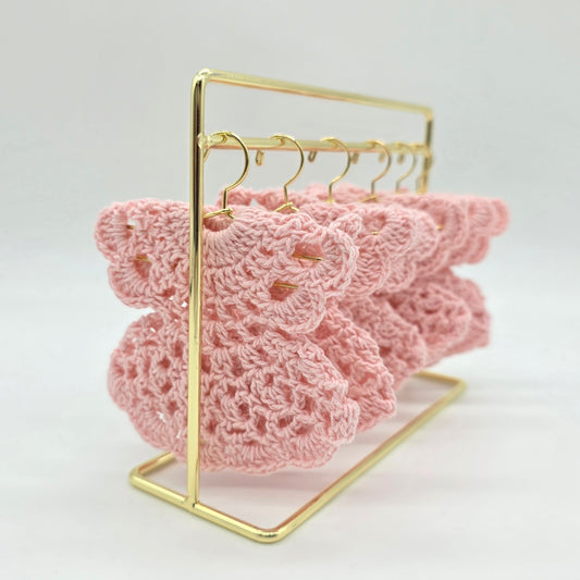 Handmade Tiny Pink Crochet Dress Favors - Set of 6 Party Gift & Party Favors | Quinceanera or Baby Shower Favors - Hanger and Rack Options
