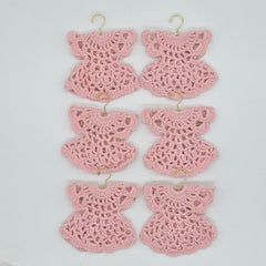 Handmade Tiny Pink Crochet Dress Favors - Set of 6 Party Gift & Party Favors | Quinceanera or Baby Shower Favors - Hanger and Rack Options