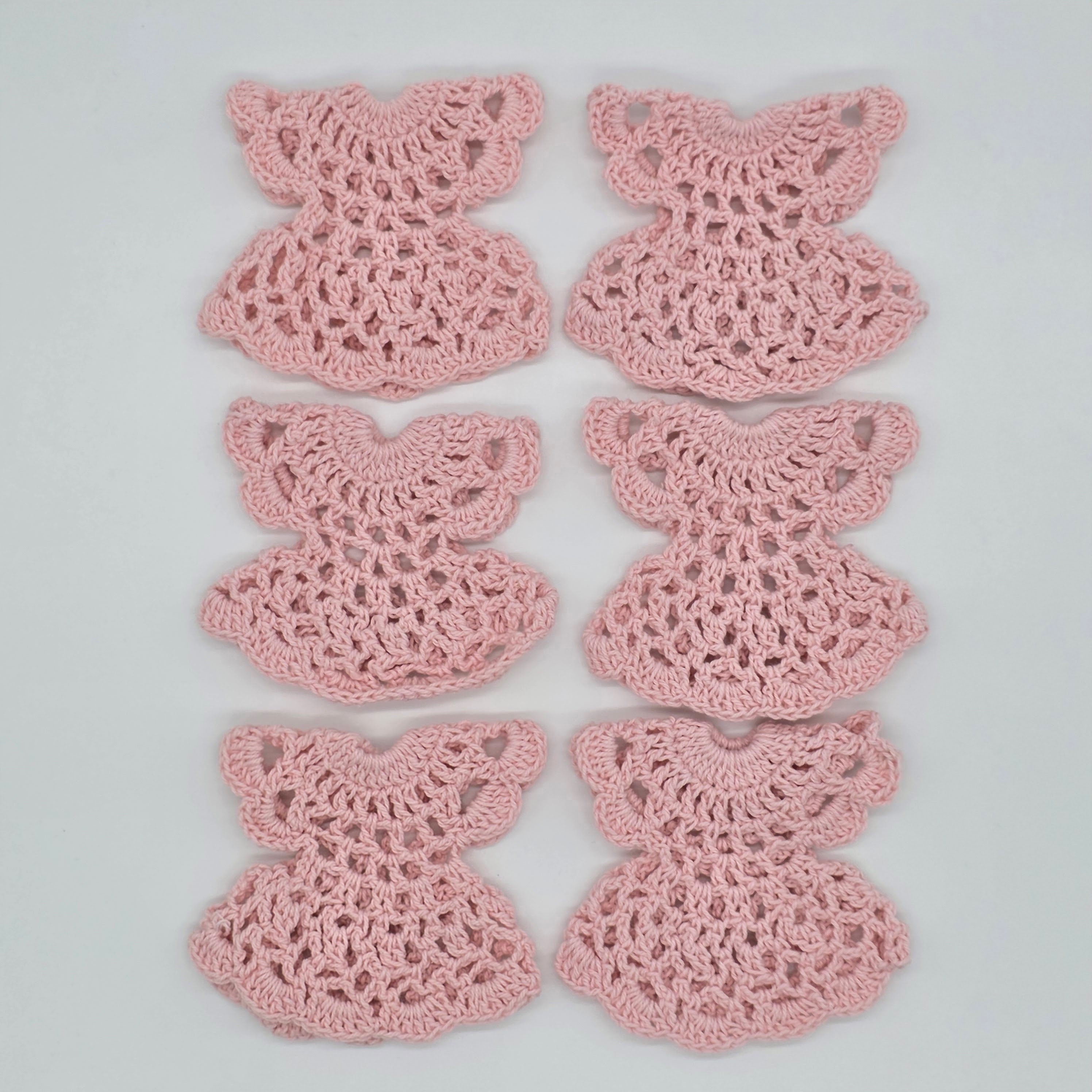 Handmade Tiny Pink Crochet Dress Favors - Set of 6 Party Gift & Party Favors | Quinceanera or Baby Shower Favors - Hanger and Rack Options
