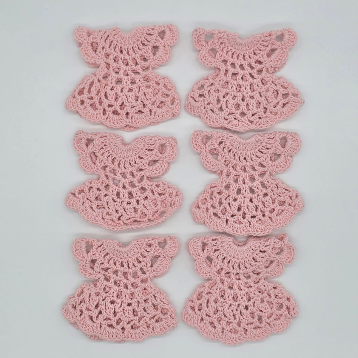 Handmade Tiny Pink Crochet Dress Favors - Set of 6 Party Gift & Party Favors | Quinceanera or Baby Shower Favors - Hanger and Rack Options