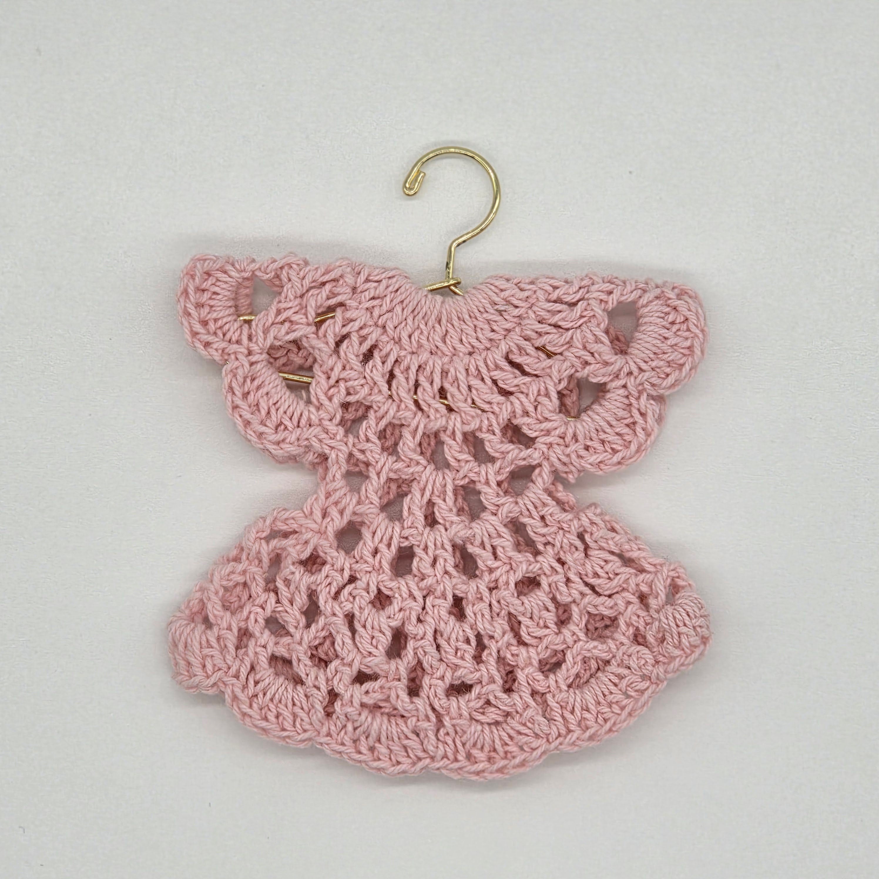 Handmade Tiny Pink Crochet Dress Favors - Set of 6 Party Gift & Party Favors | Quinceanera or Baby Shower Favors - Hanger and Rack Options