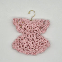 Handmade Tiny Pink Crochet Dress Favors - Set of 6 Party Gift & Party Favors | Quinceanera or Baby Shower Favors - Hanger and Rack Options